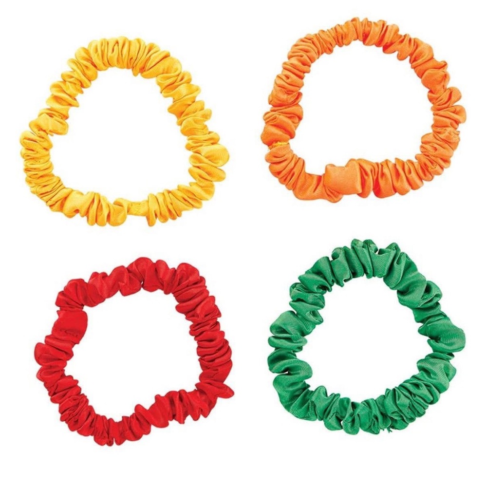 Vibrant Kids‎ Hair Scrunchies Set - Red, Green, Orange, Yellow